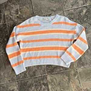 ESPRIT Wool-Blend Orange Blue White Striped Women's Sweater Preppy Coastal Cozy